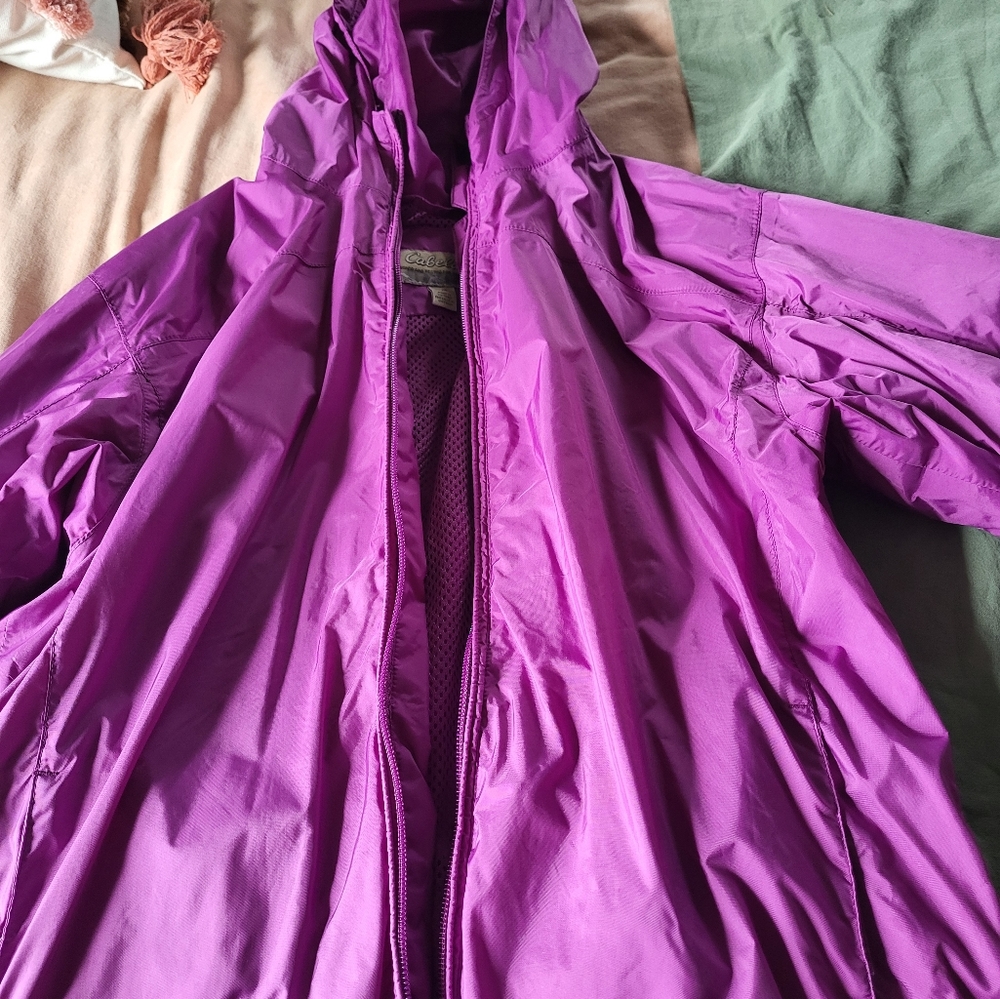 Cabelas girls rain jacket purple